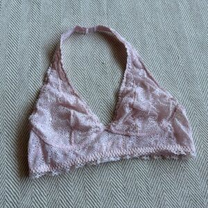VS Lace Halter Bralette - Pink